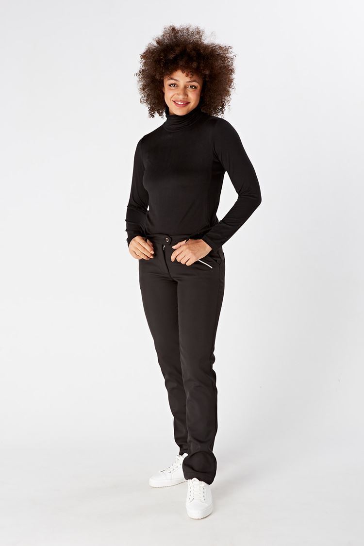 Picture of Swing out Sister Ladies Chamomile Roll Neck Top - Black