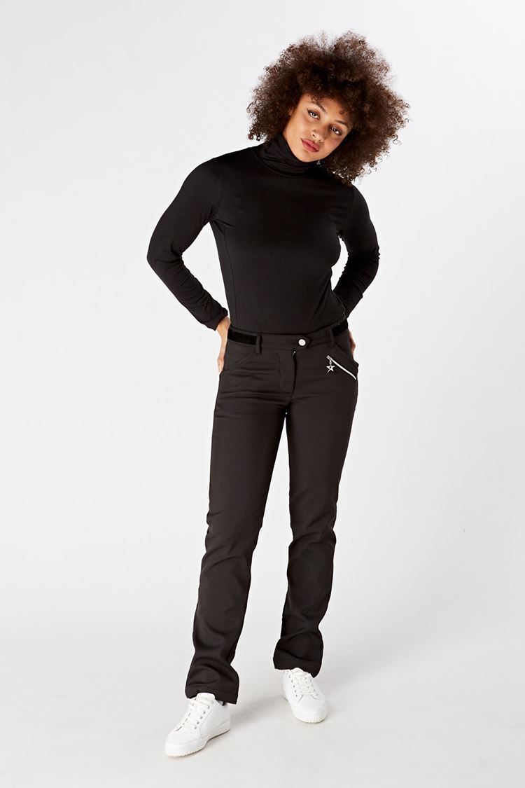 Picture of Swing out Sister Ladies Chamomile Roll Neck Top - Black
