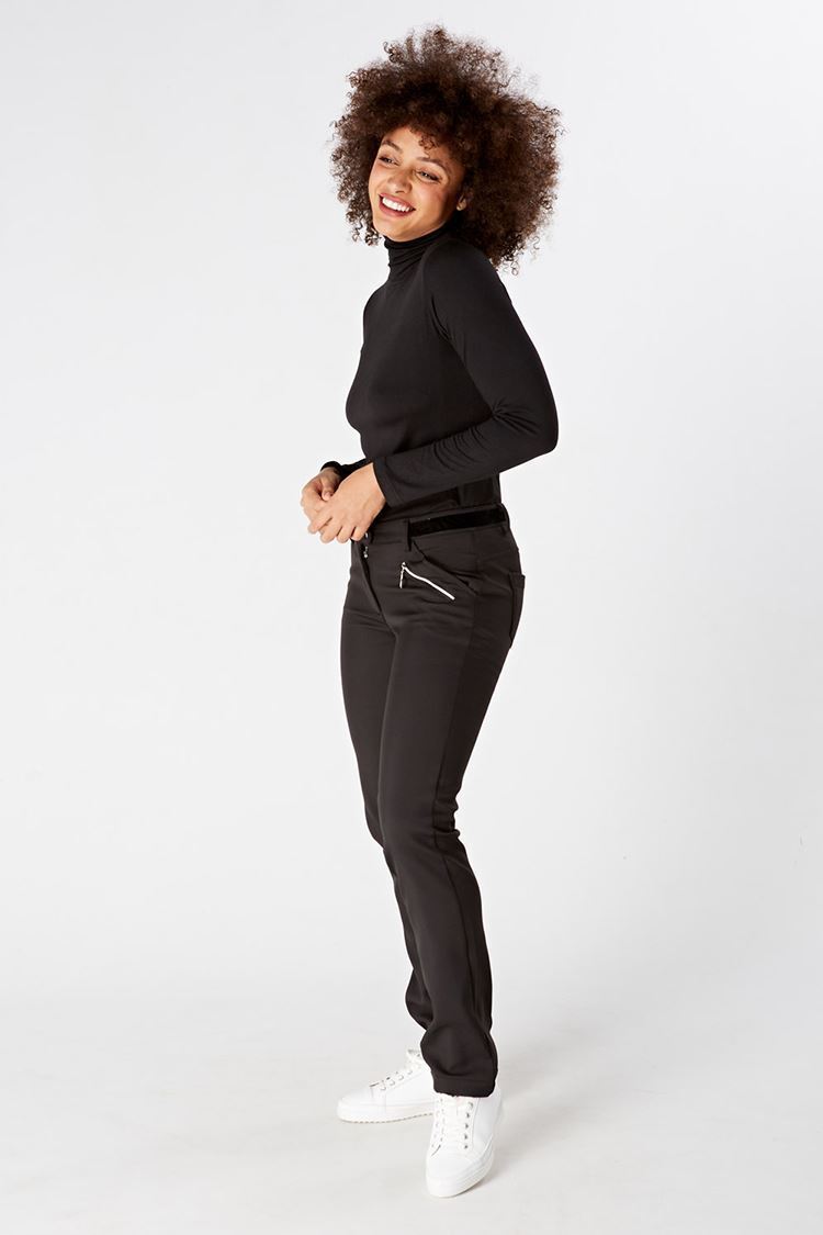 Picture of Swing out Sister Ladies Chamomile Roll Neck Top - Black