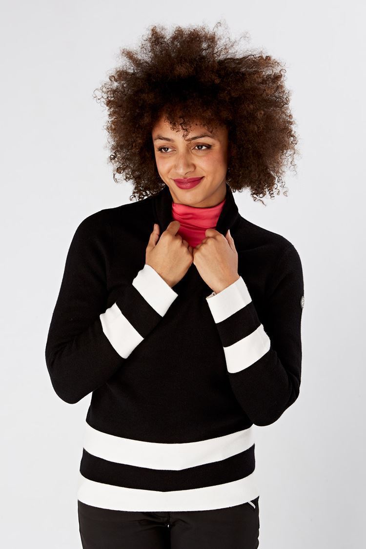 Picture of Swing out Sister zns Ladies Cedar Sweater - Black Magic / White
