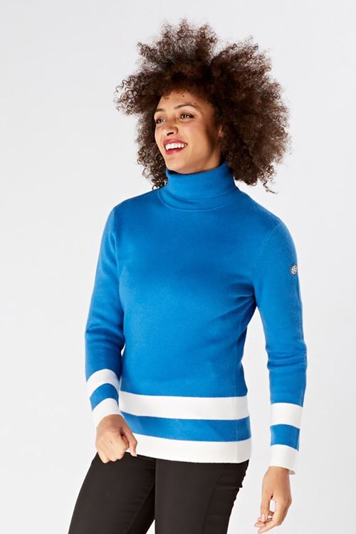 Swing out Sister Ladies Cedar Sweater Lapis Blue / White SOS 314040