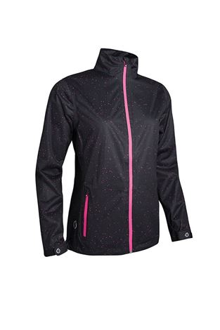 Show details for Sunderland of Scotland Ladies Whisperdry Lightweight Waterproof Jacket - Black / Solar Pink Print