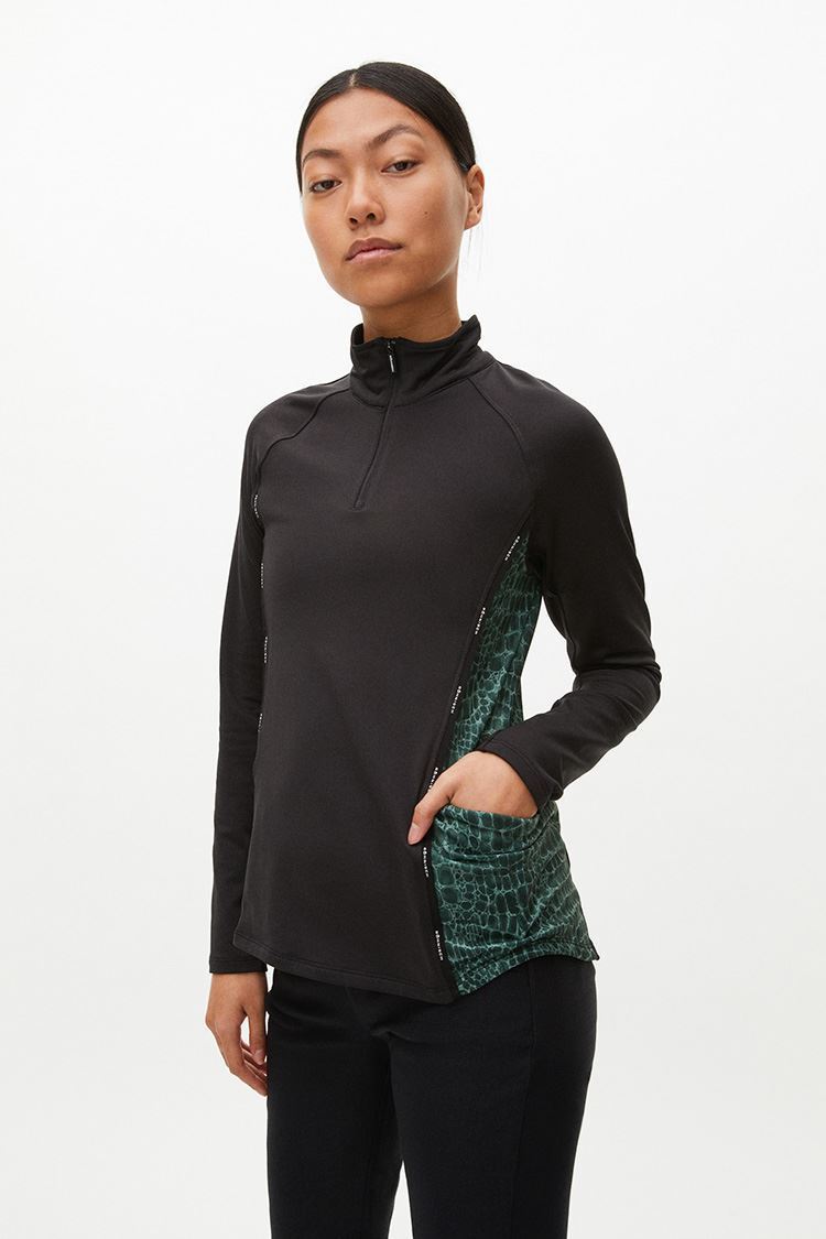Picture of Rohnisch Ladies Jane Thermo Half Zip Top - Green Crocco