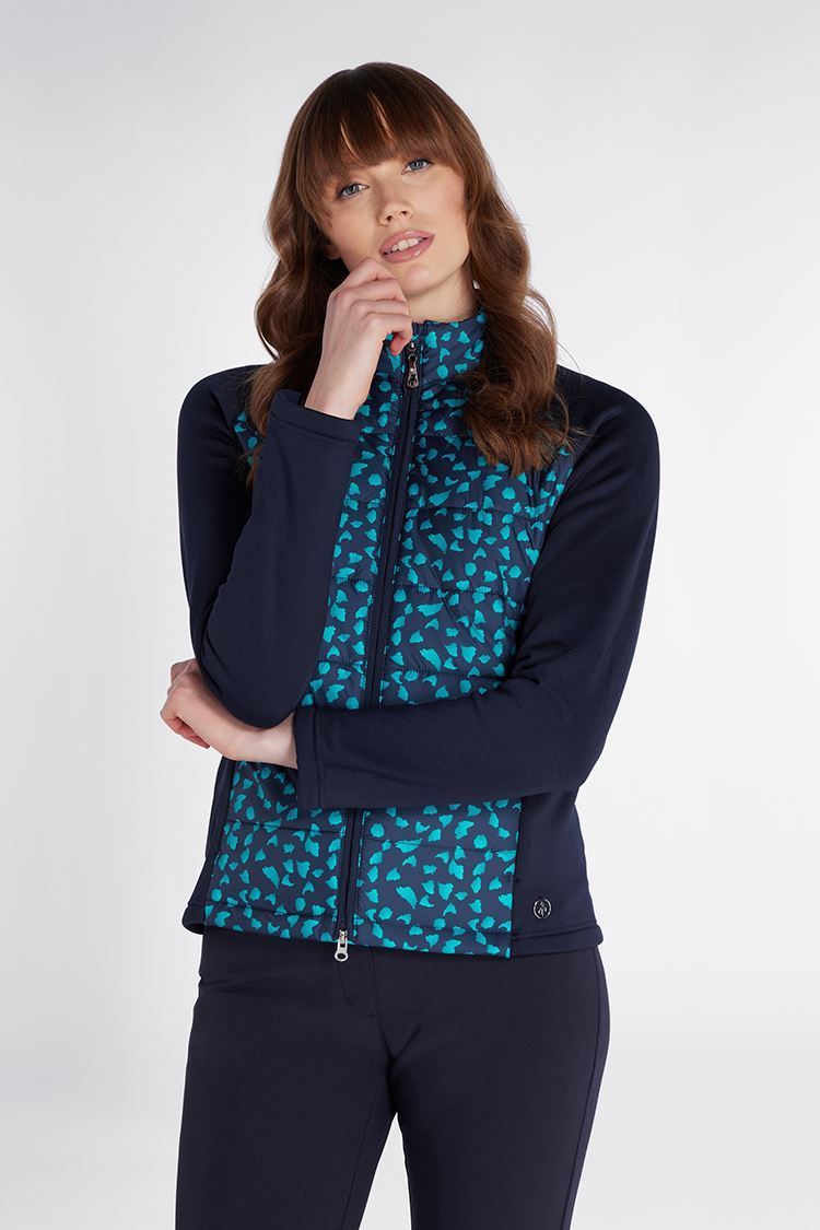Picture of Green Lamb Ladies Maggie Padded Printed Jacket - Flake / Navy - UK8 Only