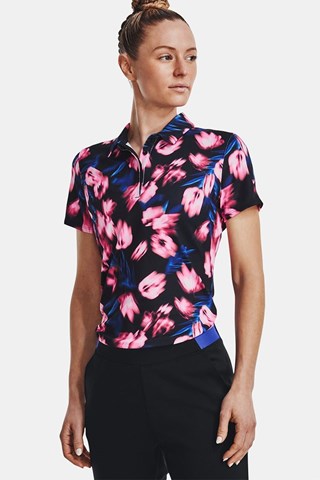 Picture of Under Armour zns Women's UA Zinger Blur Polo Shirt - Black / Pink Punk 001