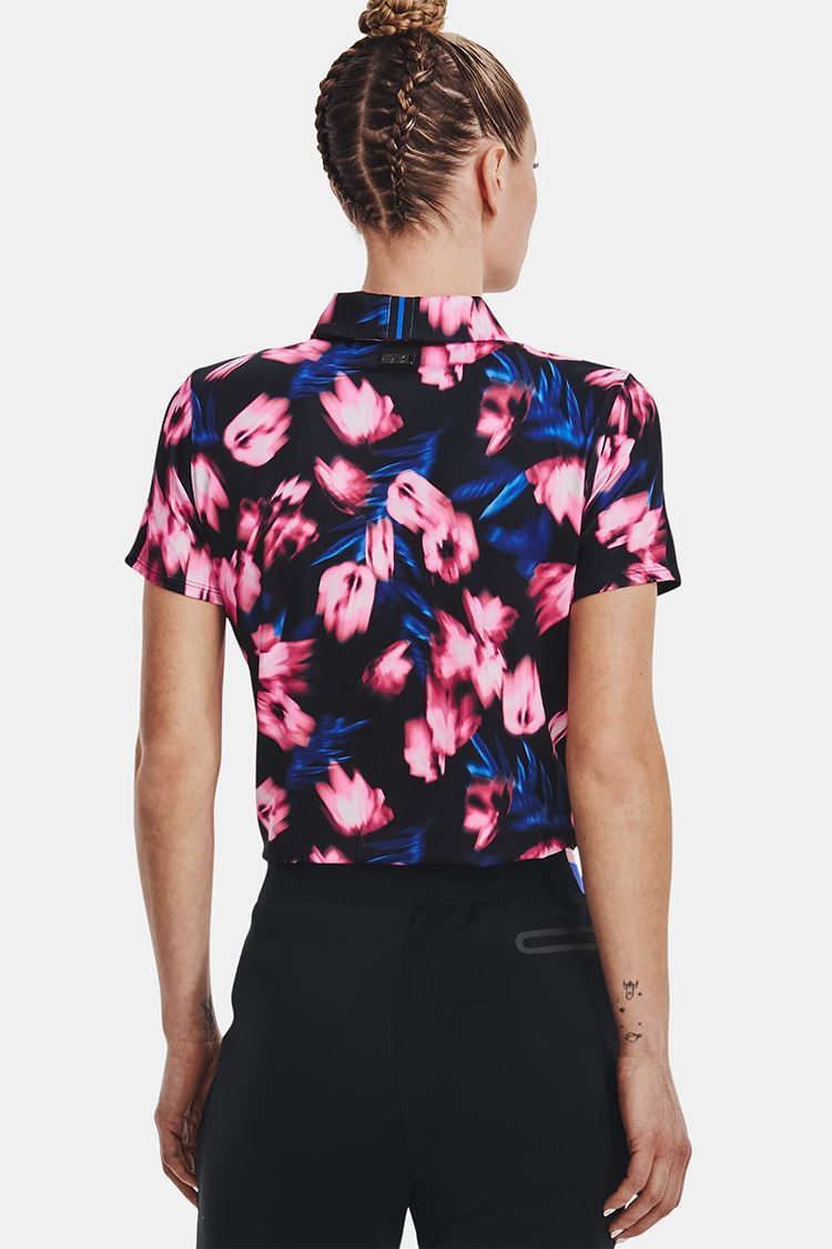 Picture of Under Armour zns Women's UA Zinger Blur Polo Shirt - Black / Pink Punk 001