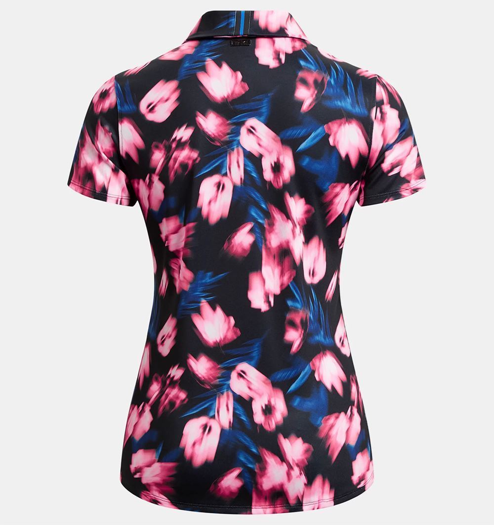 Picture of Under Armour zns Women's UA Zinger Blur Polo Shirt - Black / Pink Punk 001