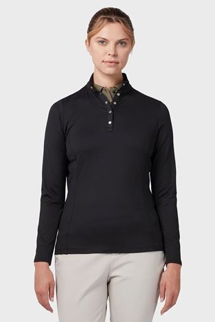 Show details for Callaway Ladies Thermal Long Sleeve Fleece Back Jersey Polo - Caviar