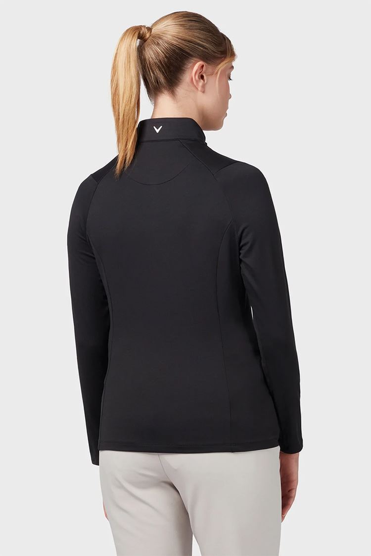 Picture of Callaway Ladies Thermal Long Sleeve Fleece Back Jersey Polo - Caviar