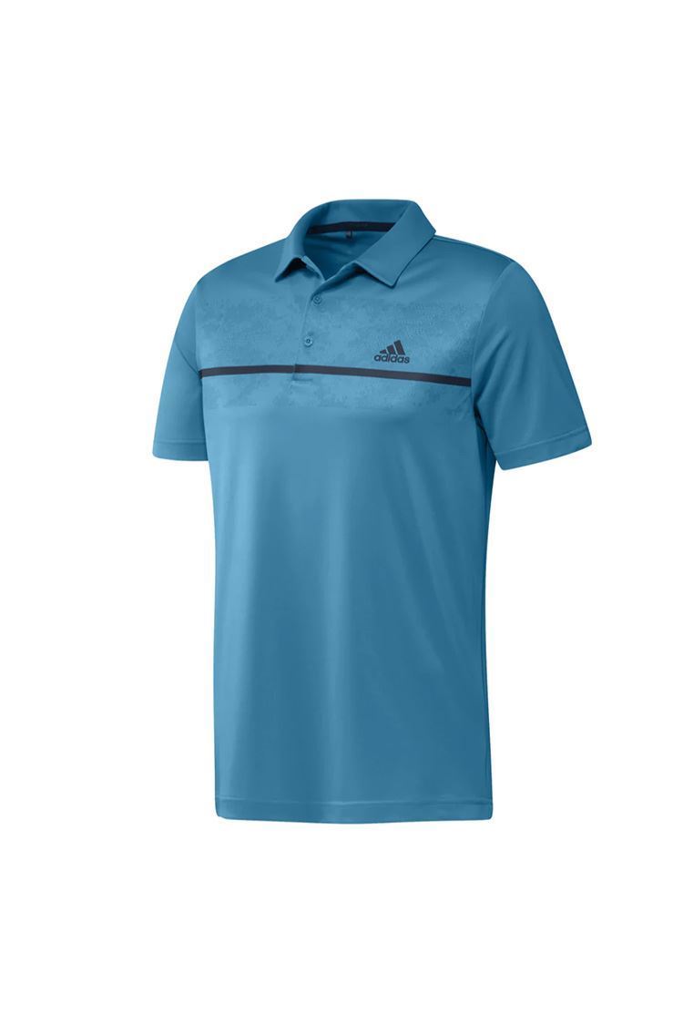 Adidas Mens Chest Print Polo Shirt Sonic Aqua H36252 5025