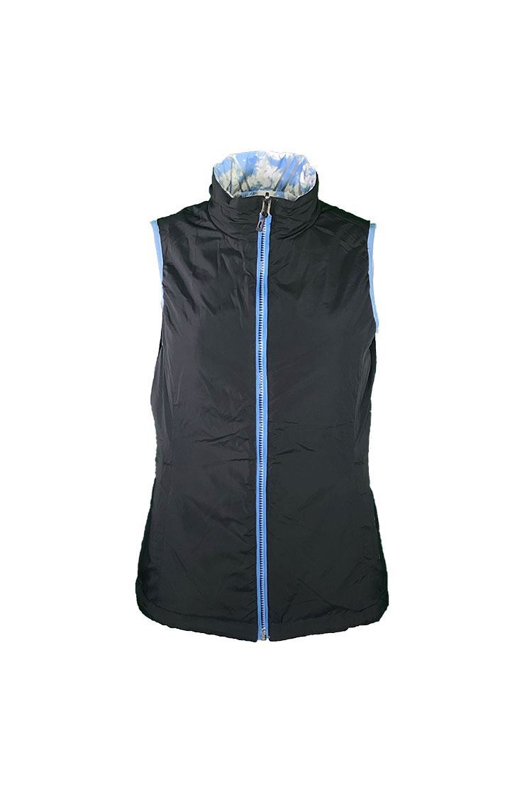 Picture of Sunice Ladies Maci Reversible Gilet - Della Blue Crushed Petal Print / Black