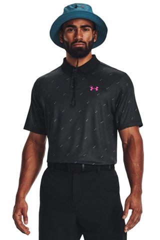 Picture of Under Armour ZNS Men's Performance 3.0 Deuce Golf Polo Shirt - Black / Still Water / Rebel Pink