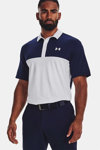 Picture of Under Armour zns Men's UA Performance 3.0 Colourblock Polo Shirt - White / Midnight Navy 100