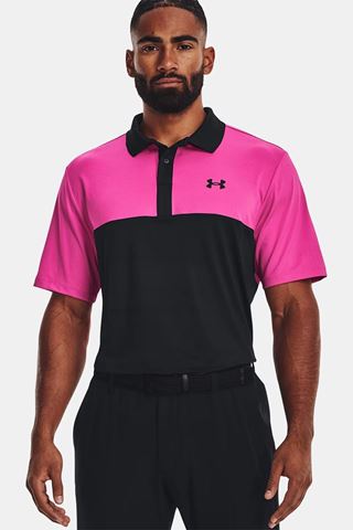 Picture of Under Armour Men's UA Performance 3.0 Colourblock Polo Shirt - Black / Rebel Pink 001