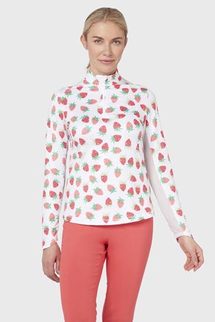 Show details for Callaway Ladies Allover Strawberries Sun Protection Top - Brilliant White 123