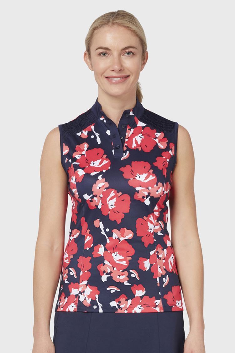 Picture of Callaway zns Ladies Large Scale Floral Polo - Peacoat 410
