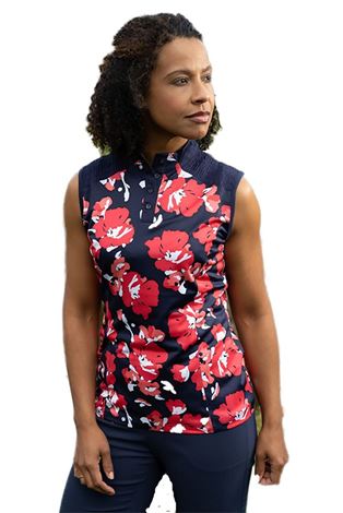 Show details for Callaway Ladies Large Scale Floral Polo - Peacoat 410