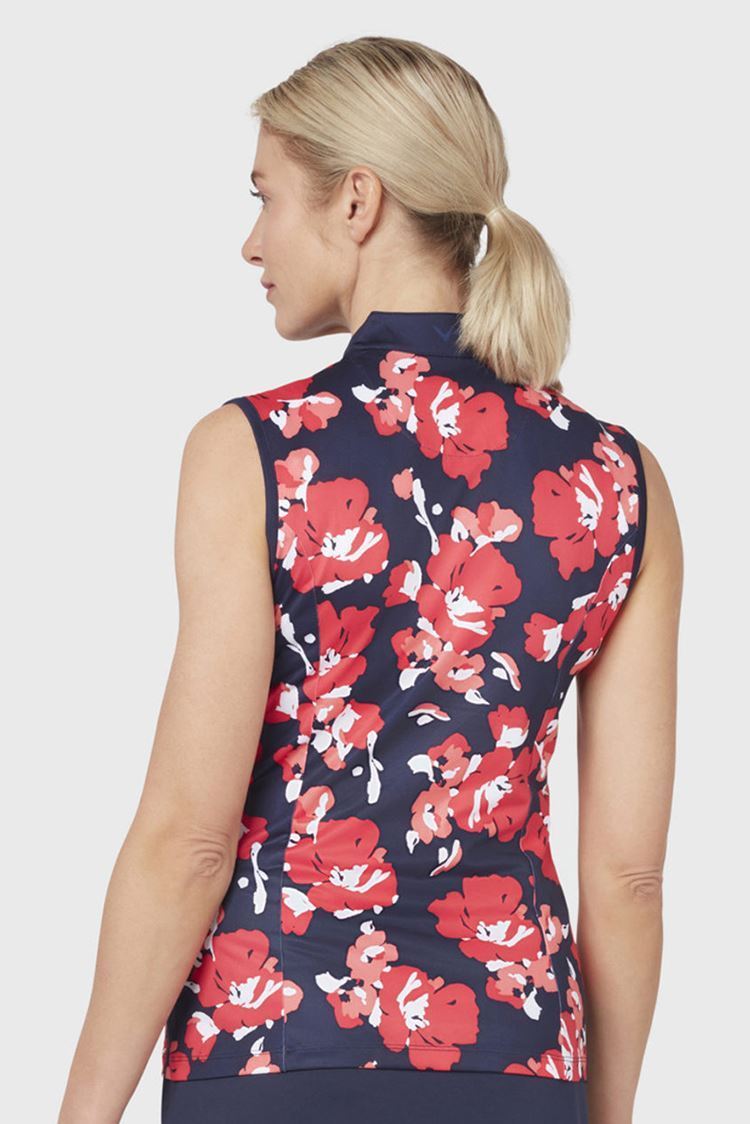 Picture of Callaway zns Ladies Large Scale Floral Polo - Peacoat 410