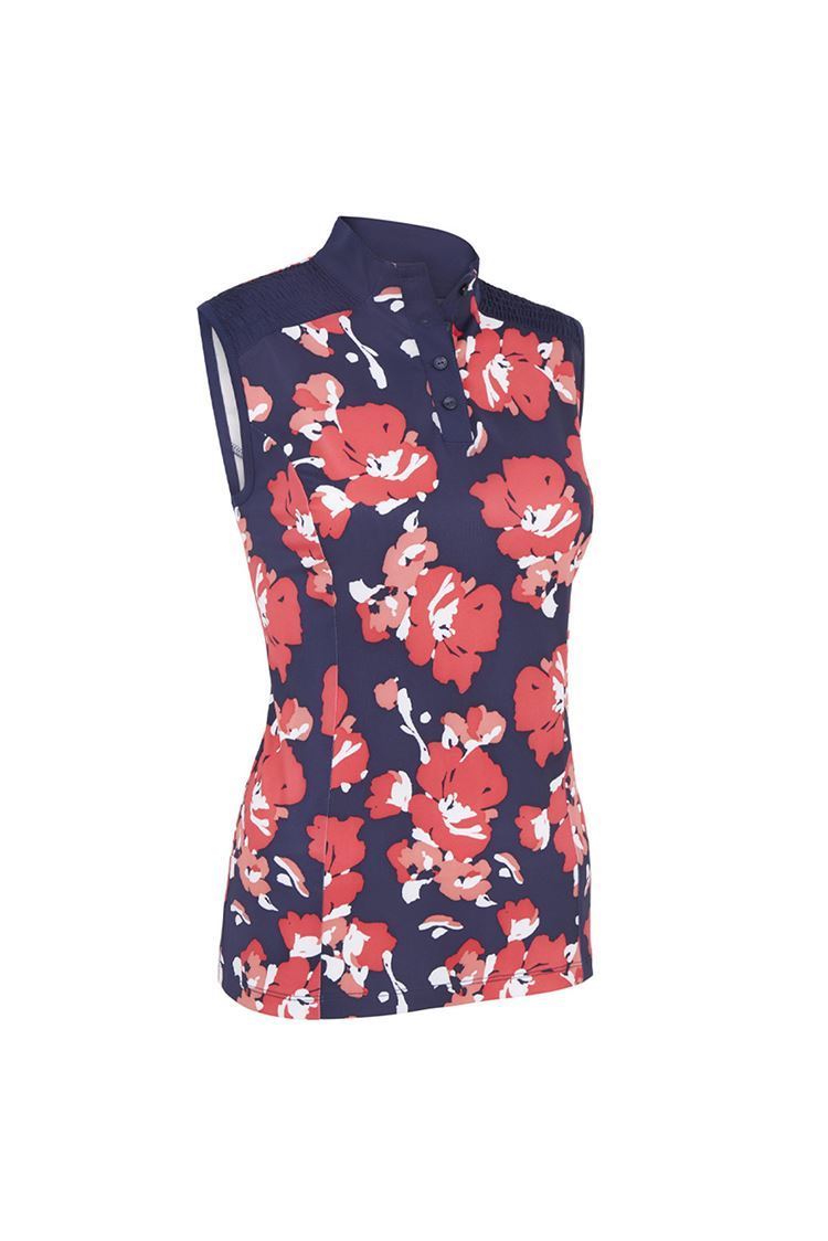 Picture of Callaway zns Ladies Large Scale Floral Polo - Peacoat 410