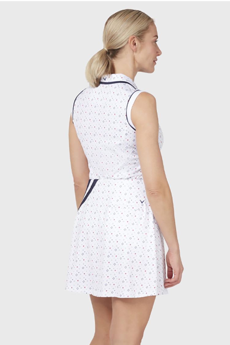 Picture of Callaway Ladies Allover Geometric Strawberry Polo Shirt - Brilliant White 123