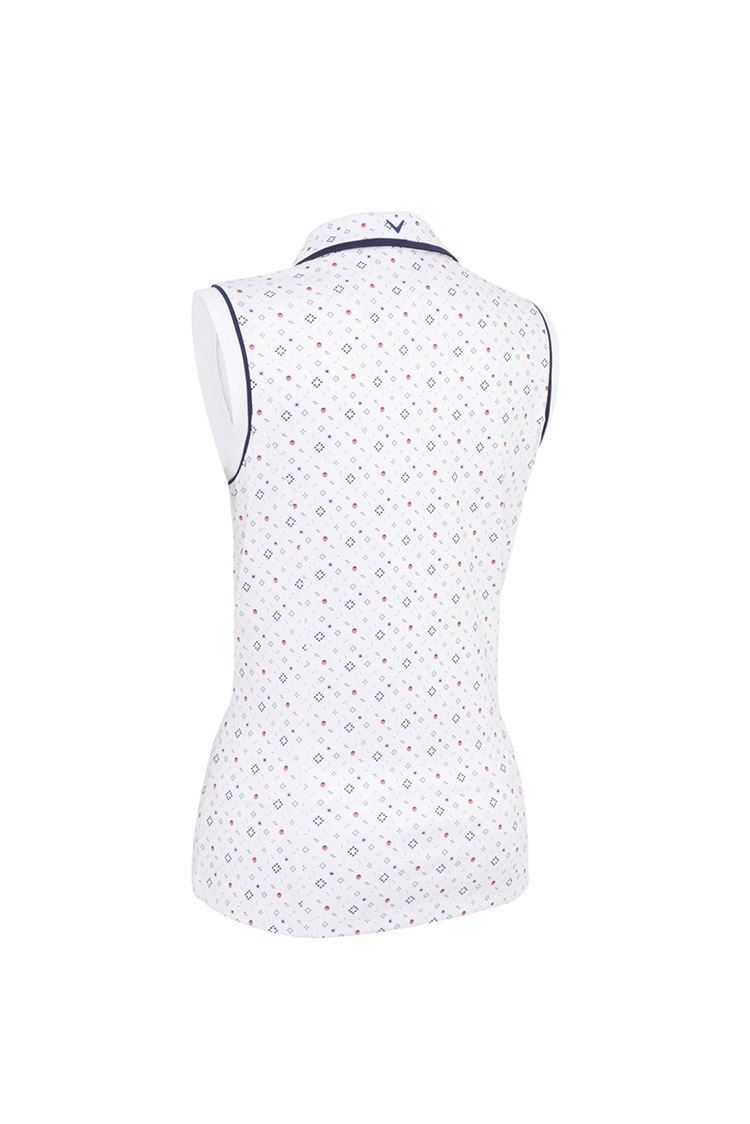 Picture of Callaway Ladies Allover Geometric Strawberry Polo Shirt - Brilliant White 123