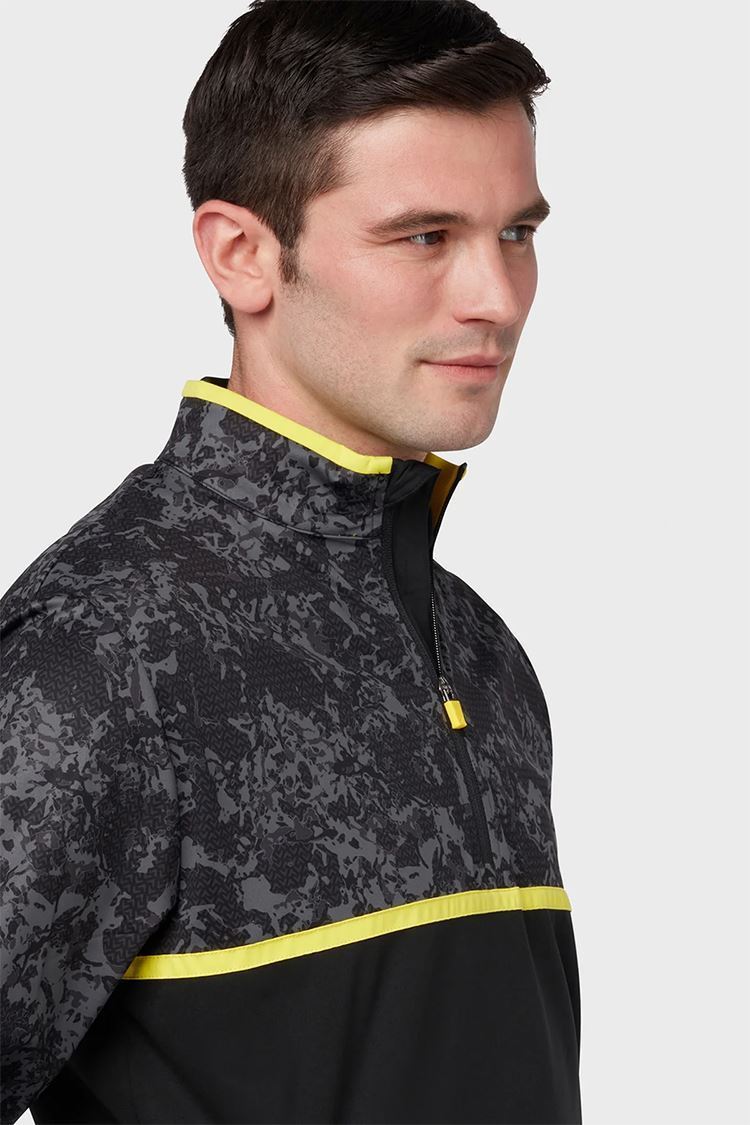 Picture of Callaway zns Men's Abstract Camo Printed Wind 1/4 Zip Top - Caviar 002