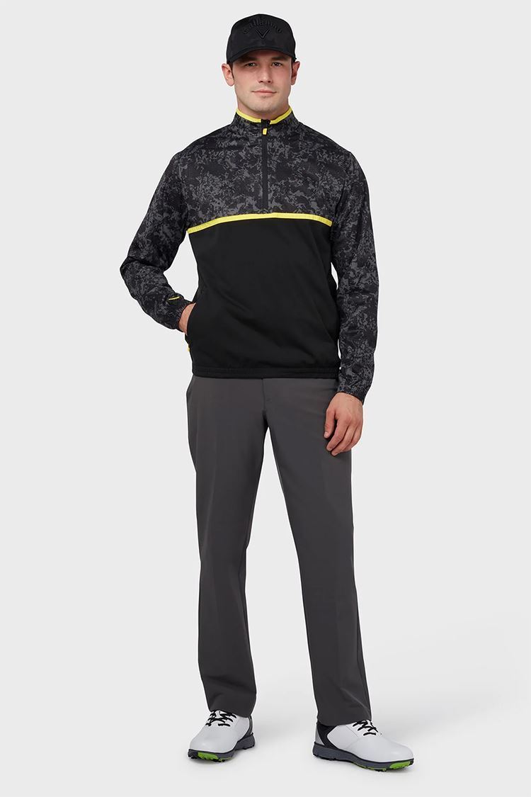 Picture of Callaway zns Men's Abstract Camo Printed Wind 1/4 Zip Top - Caviar 002