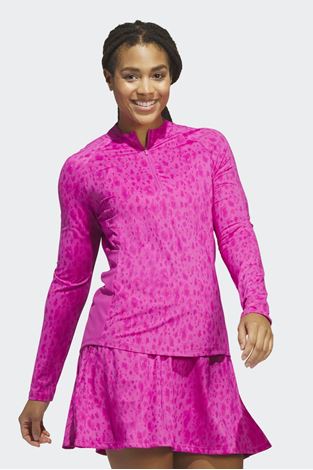 Show details for adidas Women's Ultimate 365 Printed 1/4 Zip Mock Neck Golf Top - Lucid Fuchsia
