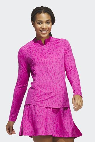 Picture of adidas Women's Ultimate 365 Printed 1/4 Zip Mock Neck Golf Top - Lucid Fuchsia