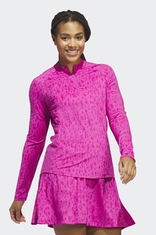 Picture of adidas zns  Women's Ultimate 365 Printed 1/4 Zip Mock Neck Golf Top - Lucid Fuchsia