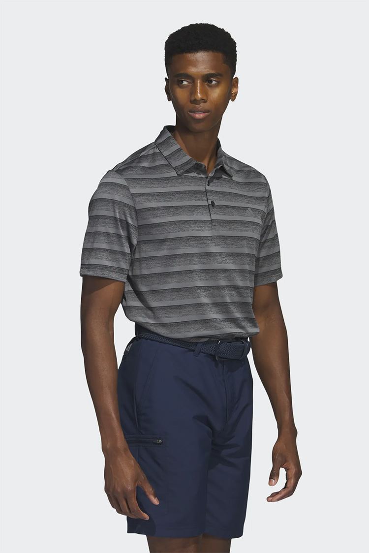 adidas Men's 2 Colour Stripe Polo Shirt - Black / Grey Four - HR8008