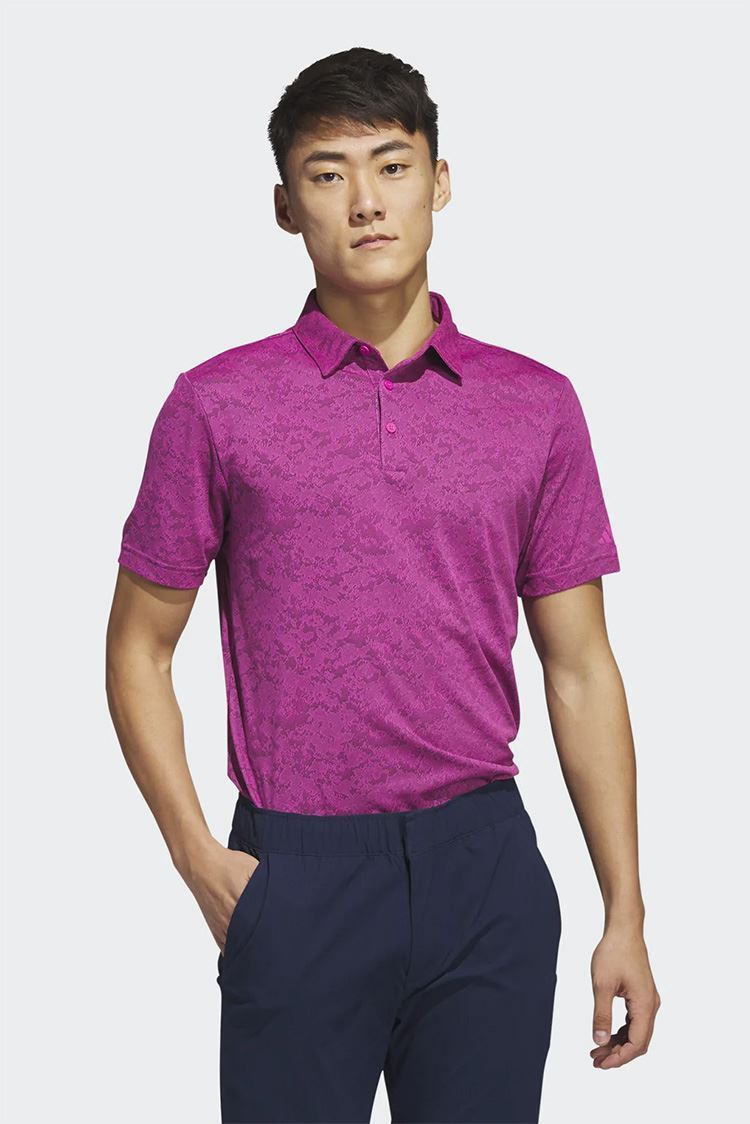 Picture of adidas zns Men's Textured Jacquard Polo Shirt - Lucid Fuchsia / Black