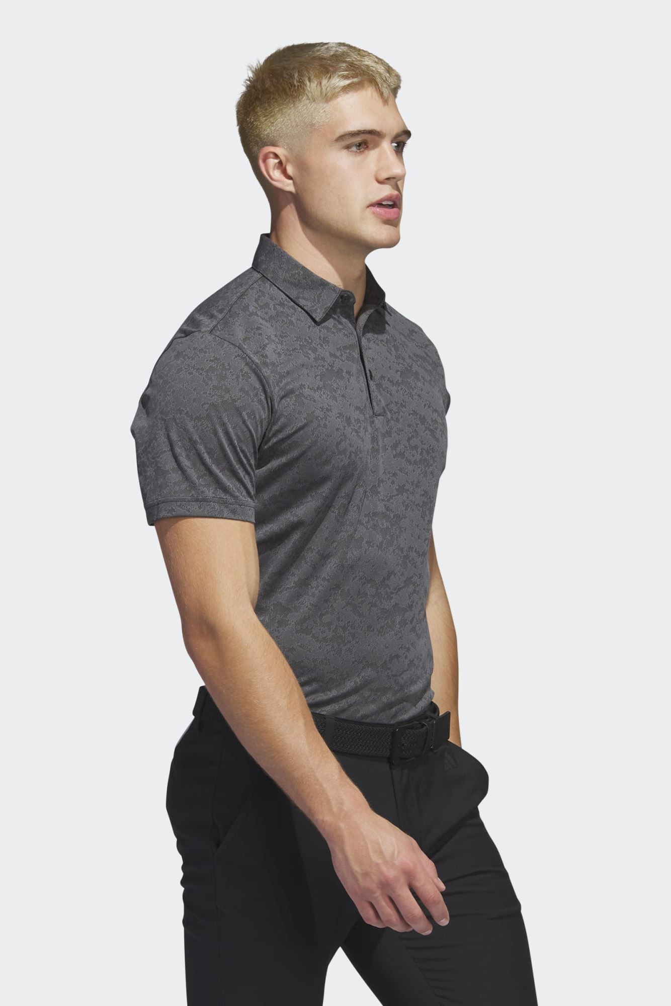 adidas Men's Textured Jacquard Polo Shirt - Grey Five / Black - IB7489