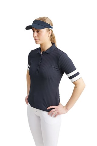 Picture of Abacus Ladies Pebble Half Sleeve Polo - Navy / White (XS ONLY)