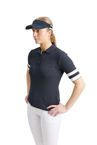 Picture of Abacus Ladies Pebble Half Sleeve Polo - Navy / White
