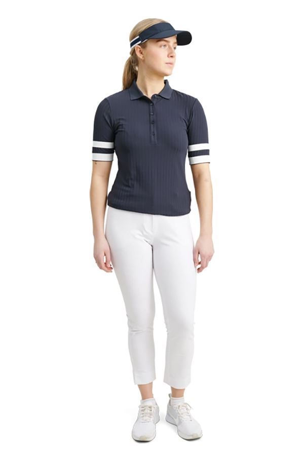 Picture of Abacus Ladies Pebble Half Sleeve Polo - Navy / White (XS ONLY)