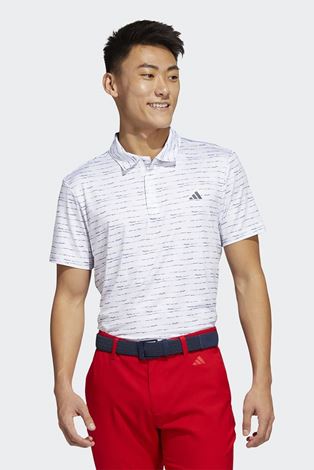 Show details for adidas Men's Stripe Zip Polo Shirt - White / Collegiate Navy