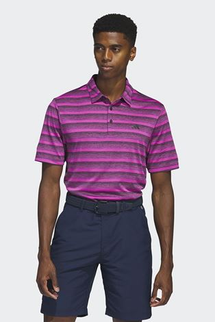 Show details for adidas Men's 2 Colour Stripe Polo Shirt - Black / Lucid Fuchsia