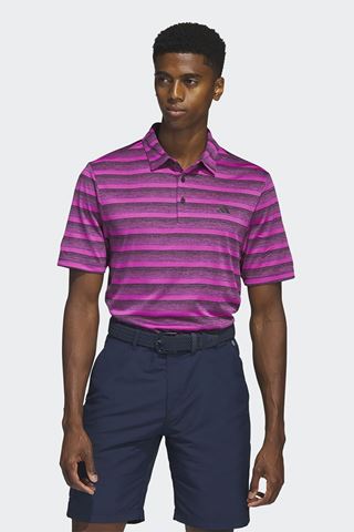 Picture of adidas Men's 2 Colour Stripe Polo Shirt - Black / Lucid Fuchsia