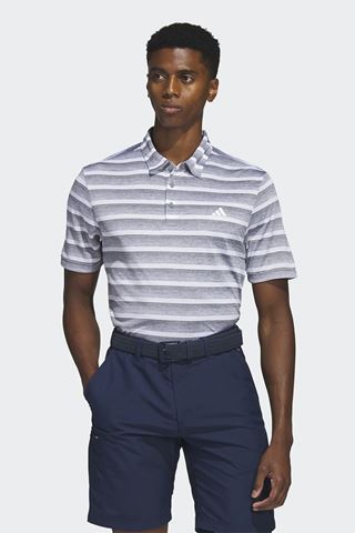Picture of adidas Men's 2 Colour Stripe Polo Shirt - Grey Three / White