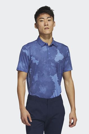Show details for adidas Men's Flower Mesh Polo Shirt - Blue Fusion / Collegiate Navy