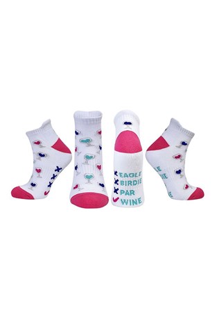 Show details for Surprizeshop Ladies Wine Themed Golf Socks - Eagle / Birdie / Par / Wine