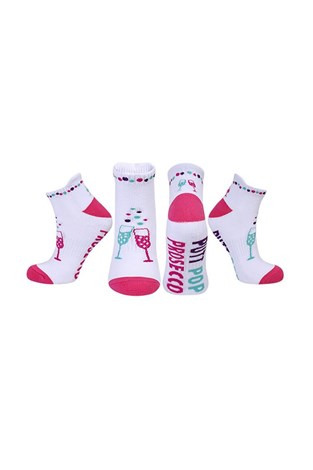 Show details for Surprizeshop Ladies Boozy Themed Golf Socks - Putt / Pop / Prosecco