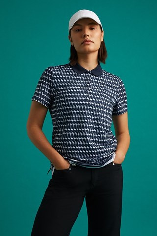 Picture of Rohnisch Lzns adies Deni Poloshirt - Flamingo AOP Navy - XS ONLY