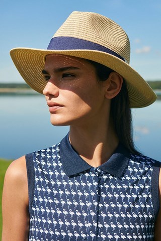 Picture of Rohnisch zns Ladies Deni Sleeveless Polo Shirt - Flamingo AOP Navy