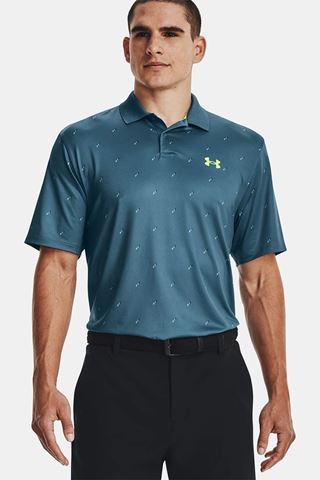 Picture of Under Armour Men's Performance 3.0 Deuce Golf Polo Shirt - Static Blue/ Still Water / Lime Surge