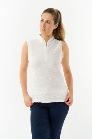 Show details for Pure Golf Ladies Cove Sleeveless Polo Shirt - White