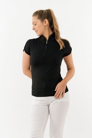 Picture of Pure Golf Ladies Olivia Cap Sleeve Polo Shirt - Black