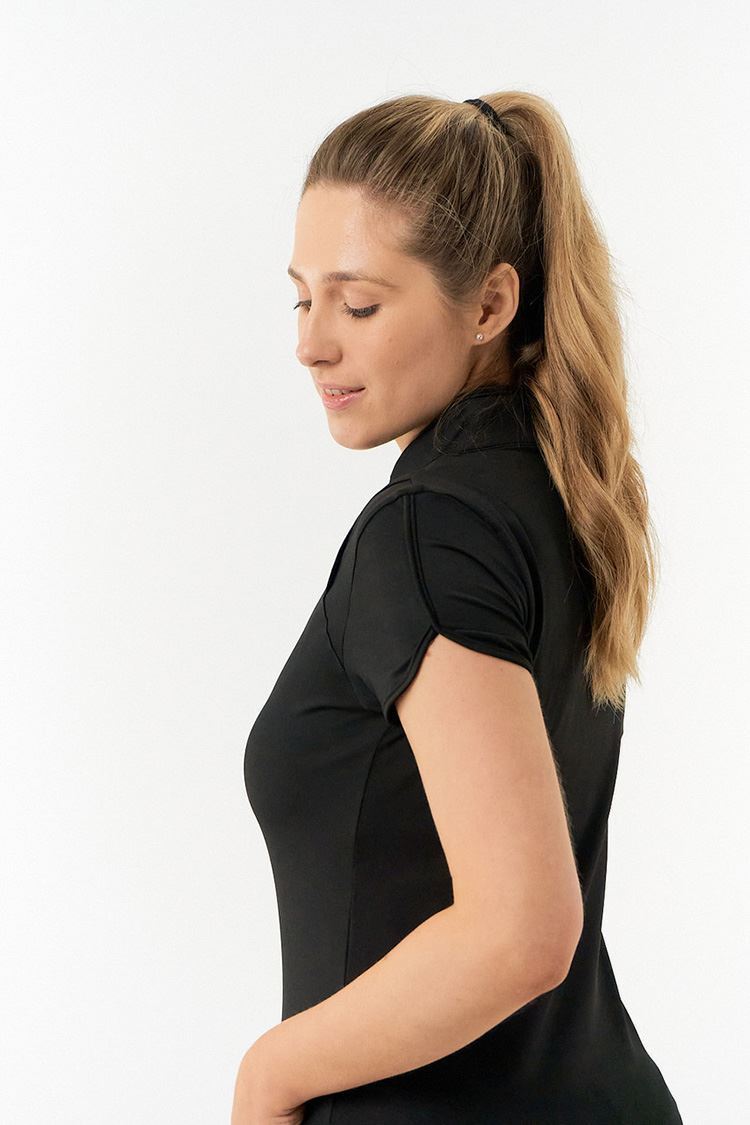 Picture of Pure Golf Ladies Olivia Cap Sleeve Polo Shirt - Black