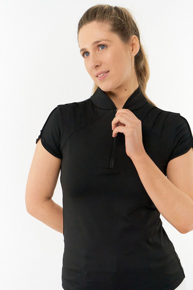 Picture of Pure Golf Ladies Olivia Cap Sleeve Polo Shirt - Black